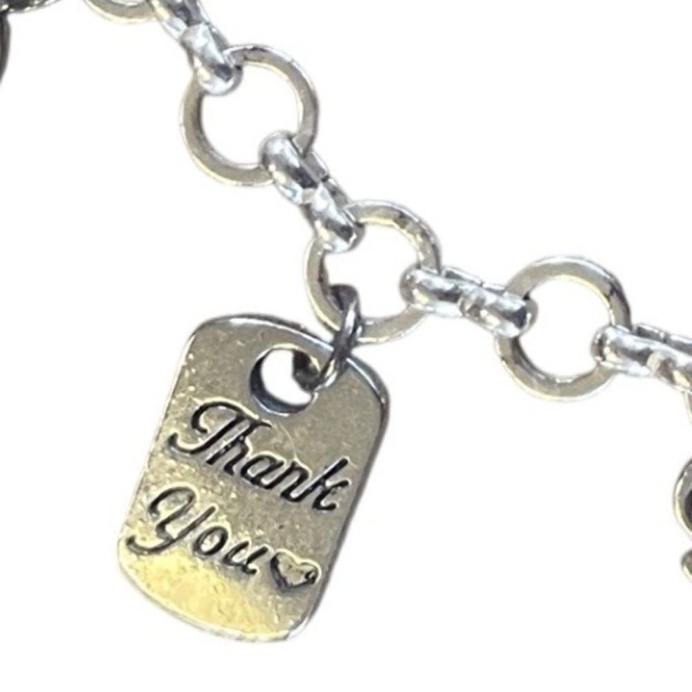 AVON Silver Tone Charm Bracelet Faith Hope Love Peace Believe Thank You Women - Picture 7 of 12